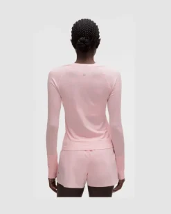 Swiftly Tech Langarmshirt 0 Taillenlänge für Frauen – Größe in Pink Pearl