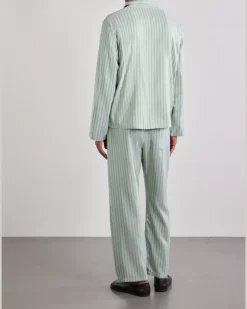 Sylvan Striped Silk-Satin Shirt Green