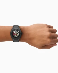 Sync Automatic Uhr aus rostfreiem Stahl in Schwarz Mehrfarbig