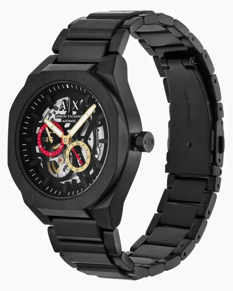 Sync Automatic Uhr aus rostfreiem Stahl in Schwarz Mehrfarbig