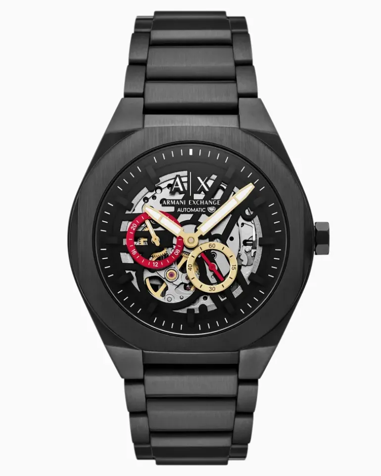 Sync Automatic Uhr aus rostfreiem Stahl in Schwarz Mehrfarbig
