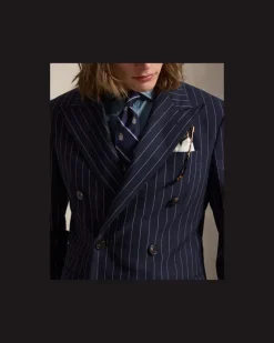 Tailored-Fit Polo-Nadelstreifen-Anzug Blue
