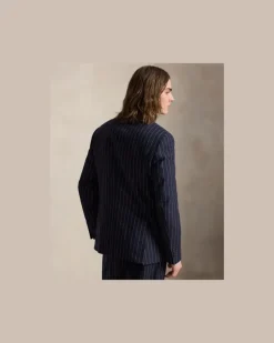 Tailored-Fit Polo-Nadelstreifen-Anzug Blue