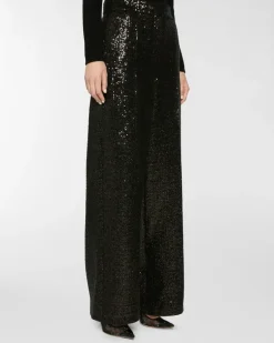 Tailored palazzo pants in tweed Black