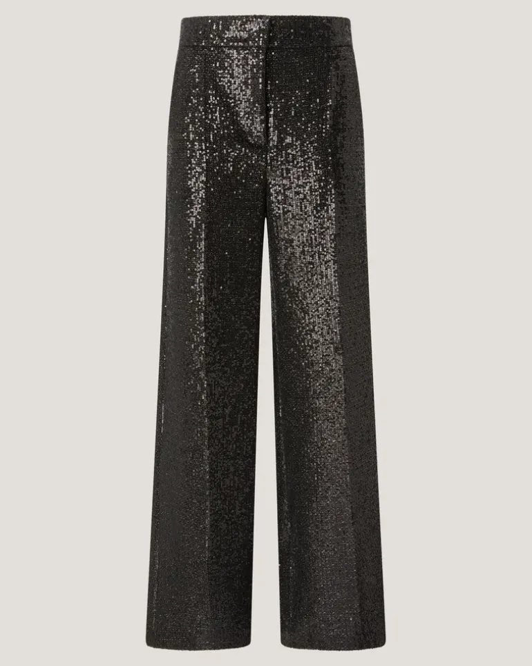 Tailored palazzo pants in tweed Black