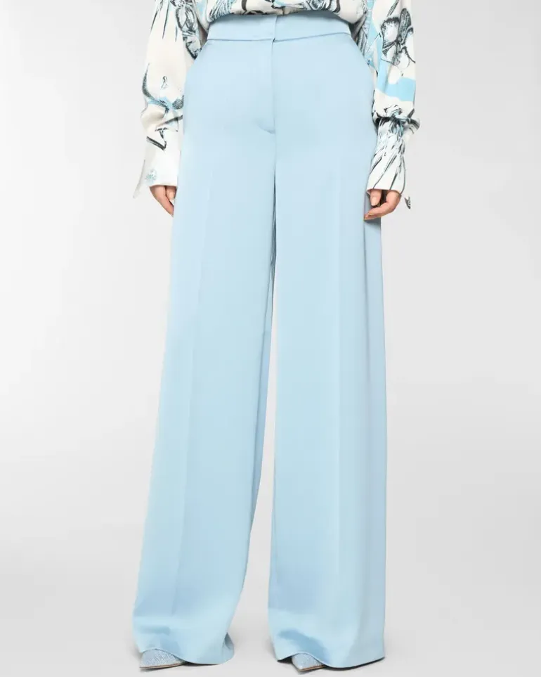Tailored palazzo trousers in satin Blue