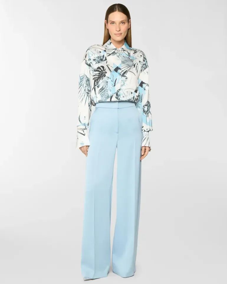 Tailored palazzo trousers in satin Blue