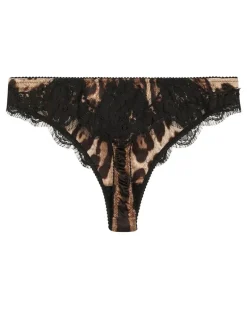 Tanga mit Leoparden-Print - Braun