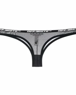 Tanga mit Logo-Print - Schwarz