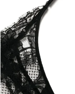 Tanga mit Spitzendetail - Schwarz