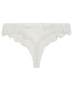 Tanga mit Spitzendetail - Weiß