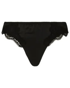 Tanga mit Spitze - Schwarz