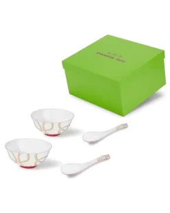 Tang Schalen-Set mit Schlange (2er-Set) - Weiß