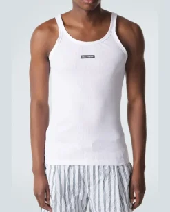 Tanktop aus Baumwoll-Rippstrick Weiß