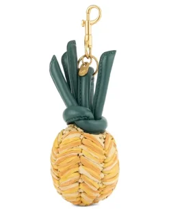 Taschenanhänger aus Raffiabast mit Ananas-Form - Gelb