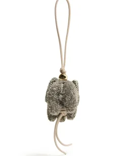 Taschenschmuck Elefant aus Raffia und Kalbsleder Grey