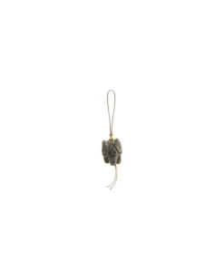 Taschenschmuck Elefant aus Raffia und Kalbsleder Grey