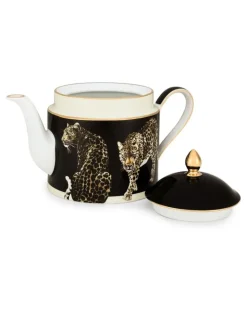 Teekanne mit Leoparden-Print - Schwarz