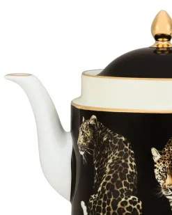 Teekanne mit Leoparden-Print - Schwarz