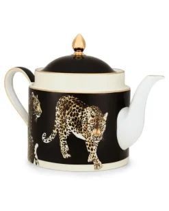Teekanne mit Leoparden-Print - Schwarz
