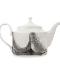 Teekanne mit Print - Weiß