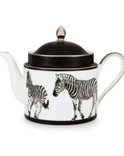 Teekanne mit Zebra-Print - Weiß