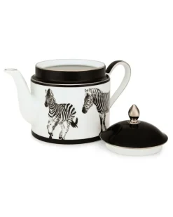 Teekanne mit Zebra-Print - Weiß