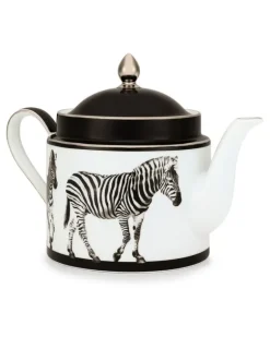 Teekanne mit Zebra-Print - Weiß