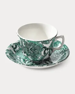 Teetasse und Untertasse Faded Peony Green