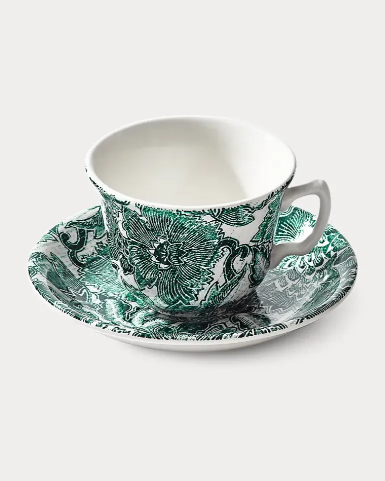 Teetasse und Untertasse Faded Peony Green