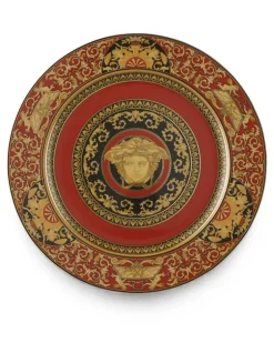 Teller mit Medusa-Barockborte - Rot