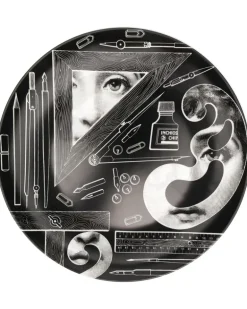 Teller mit Porträt-Print - Schwarz