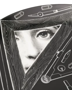 Teller mit Porträt-Print - Schwarz