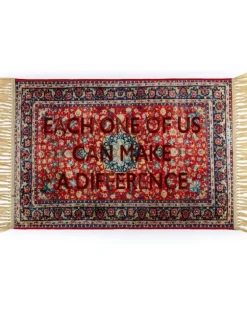 Teppich mit eingebranntem Slogan-Print (120cm x 80cm) - Rot