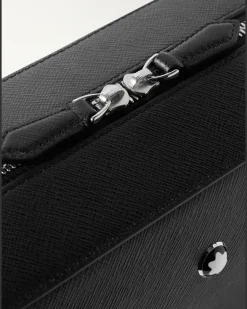 Textured-Leather Briefcase Black