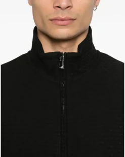 Texturierte Sweatshirtjacke - Schwarz