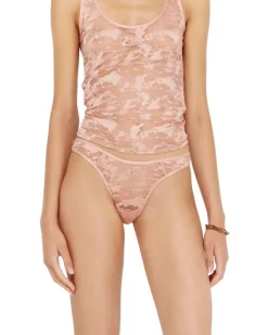 Thong aus Nylon-Spitze mit Oval D - Strings - Damen - Rosa