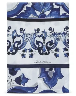 Tischdecke aus Leinen mit Blumen - Weiß