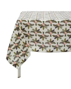 Tischdecke mit Blumenmuster 180x350 - Weiß