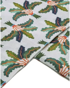 Tischdecke mit Blumenmuster 180x350 - Weiß