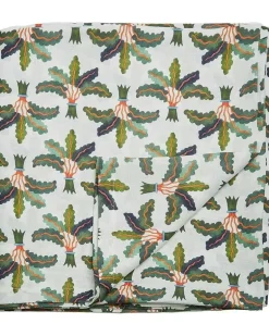 Tischdecke mit Blumenmuster 180x350 - Weiß