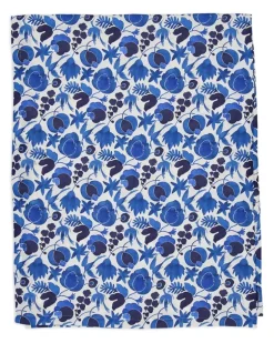 Tischdecke mit Blumen- und Vogelprint - Blau