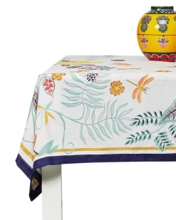 Tischdecke mit botanischem Print - Weiß