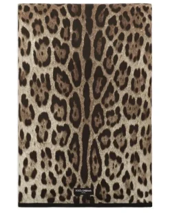 Tischdecken-Set aus Leinen mit Leoparden-Print - Braun