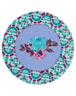 Tischset mit Blumen-Print (2er-Set) - Blau