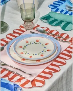 Tischset mit Wellensaum - Rot