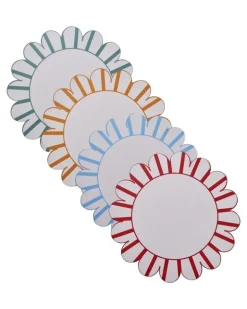 Tischsets mit gewellten Streifen (4er-Set) - Weiß