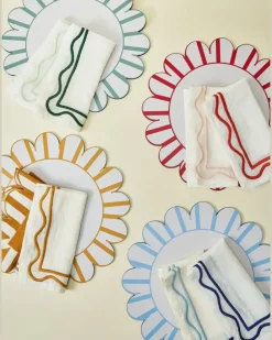 Tischsets mit gewellten Streifen (4er-Set) - Weiß