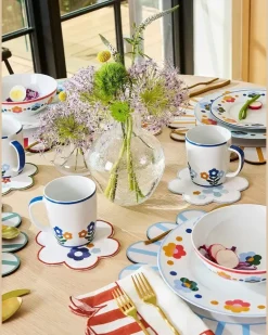 Tischsets mit gewellten Streifen (4er-Set) - Weiß