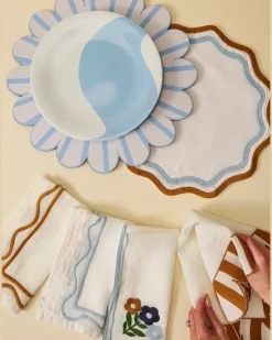 Tischsets mit Wellensaum (4er-Set) - Nude